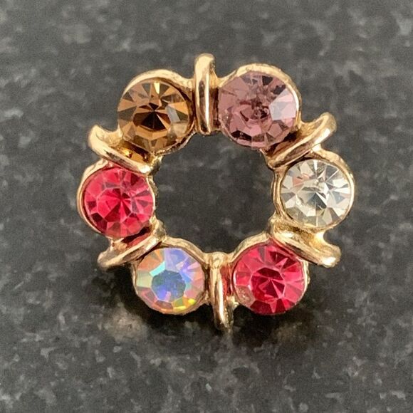 Jubilee Bejeweled Stud Earrings with Faux Topaz Amethyst & Aurora Borealis - Picture 4 of 8